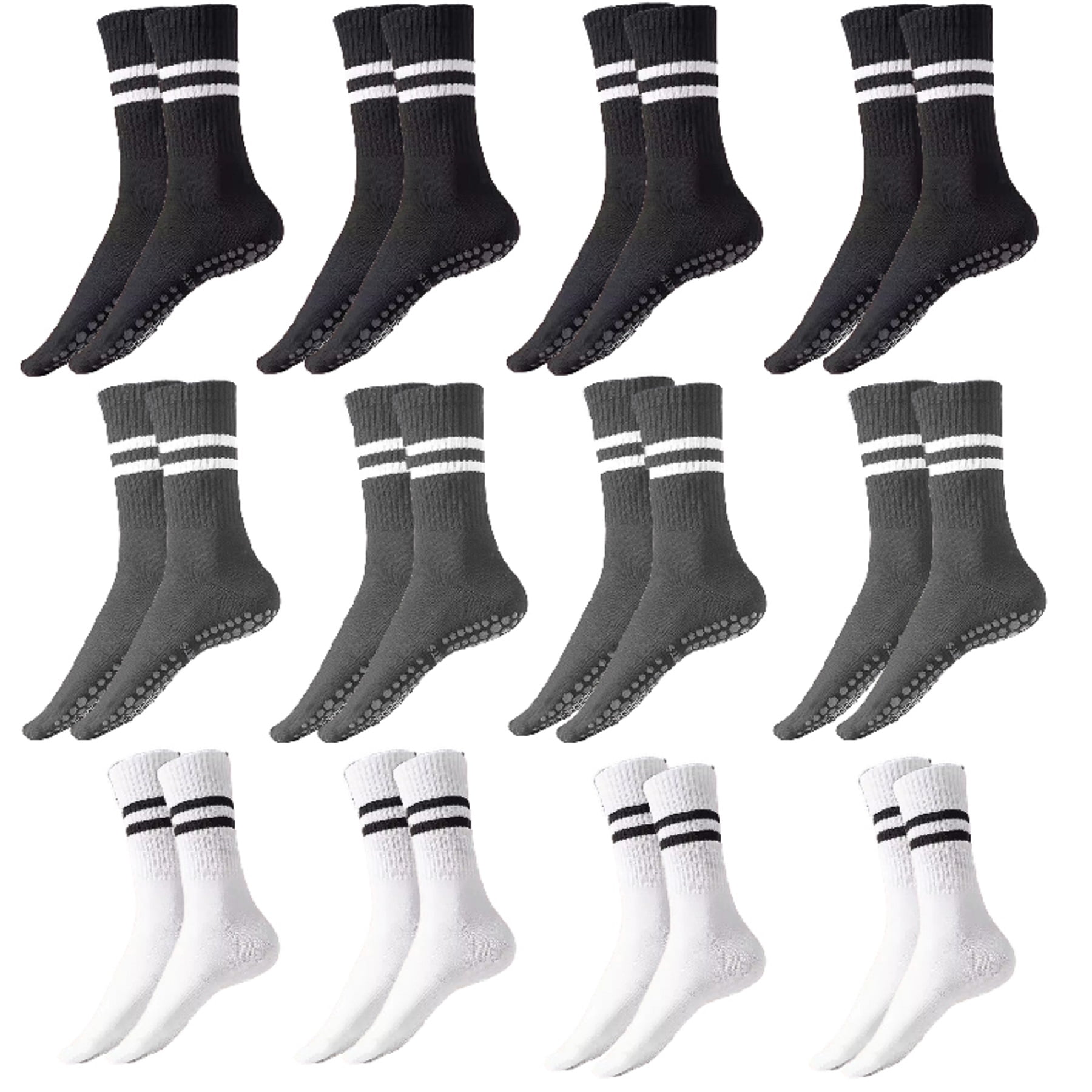 12 Pairs Pilates Socks with Grips for Women Non Slip Grippy Socks Soft Yoga & Barre Sock for Athletic Workout Hospital Gym