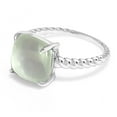 thumbnail image 2 of Gem Stone King 4.00 Cttw Cushion Cabochon Green Prasiolite Ring for Women | 925 Sterling Silver  | Size 9, 2 of 5