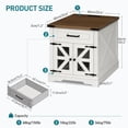 thumbnail image 2 of White Farmhouse End Table with Charging Station, 24" Large Sofa Side Table with Drawer, Large End Table for Living Room, Wooden Nightstand with Outlet, Square, White and Walnut, 2 of 9