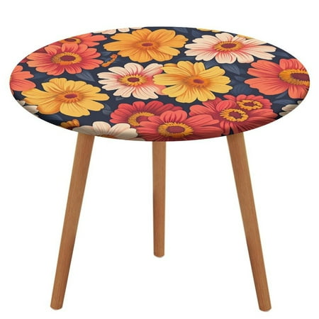 

ZHANGS Smooth Zinnia Patch 1058 Round Table Cover Stain-Resistant Fitted Tablecloth Oil-Proof Wipeable Elastic Table Cover Waterproof Table Cloth for Halloween Thanksgiving Christmas
