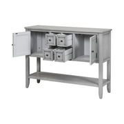 Console Table Buffet Sideboard, Upgraded Buffet Cabinet Sideboard with 4 Storage Drawers 2 Cabinets and Bottom Shelf, Wood Console Table Storage Cabinet for Dining Room Home, Antique Gray