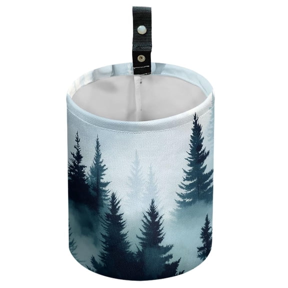 Mountain Forest Car Trash Can Waterproof Garbage Can Car-Seat Back Hanging Trash Bag Portable Camping Waste Bin Storage Bag Collapsible Rubbish Container