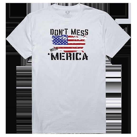 Rapid Dominance  Dont Mess with America Relaxed Graphic Tee Shirt, White - Large
