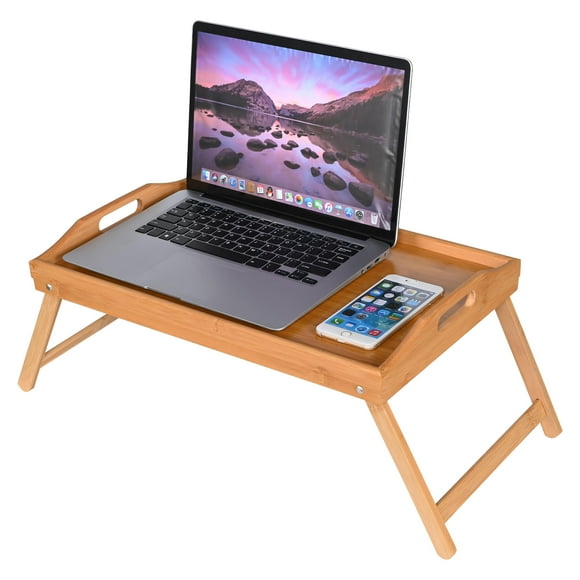 Plateau de Lit en Bambou pour Ordinateur Portable, Support de Table de Chevet Portable pour Bureau Debout