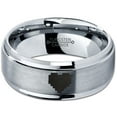 thumbnail image 2 of Tungsten Gamer Heart Band Ring 8mm Men Women Comfort Fit Gray Step Bevel Edge Brushed Polished Size 7.5, 2 of 4