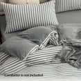 thumbnail image 5 of PURE ERA 100% Cotton Reversible Striped Duvet Cover Set Queen Dark Grey White, 5 of 9