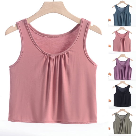 Xunlbb Tops for Women Under $5 Women's Summer Casual Fashion Solid Color Short Sexy Round Neck Tank Top Beach Vacation Clothes for Women XL-8XL