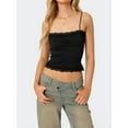 thumbnail image 5 of Tank Top for Women Adjustable Spaghetti Strap Camisole Cropped Lace Trim- Y2K Going Out Tops Summer Black L, 5 of 9