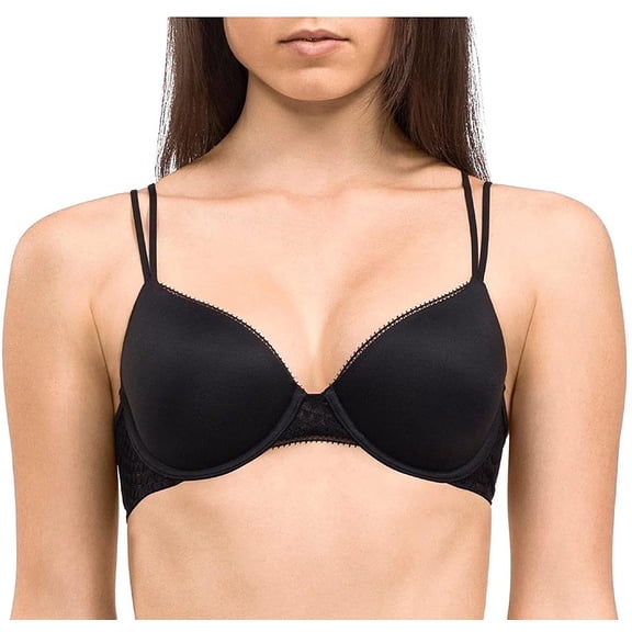 Calvin Klein Women's Perfectly Fit Geo Lace Lightly Lined Full Coverage Bra Black 38 B