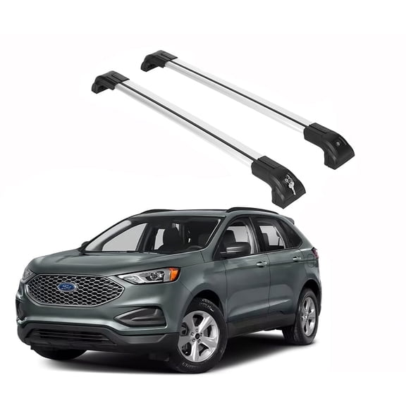 Heavy Duty Roof Rack Cross Bars for Ford Edge 2015-2024 | Aluminum Crossbars with Anti Theft Lock for Rooftop | Compatible with Flush Rails - Silver