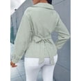 thumbnail image 5 of Summer Tops for Women Trendy Striped Button Front Long Sleeve Blouse Green L, 5 of 6