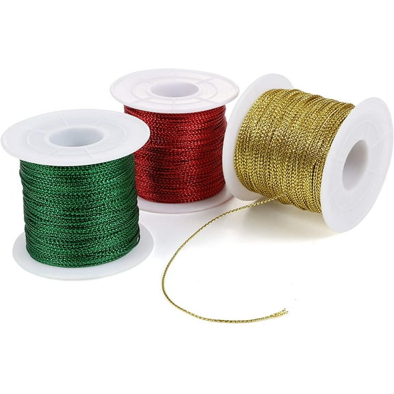 Naler 3 Rolls Christmas Craft Twine,Colored Gift Wrap Cotton String for DIY Party Tree Hanging Decor