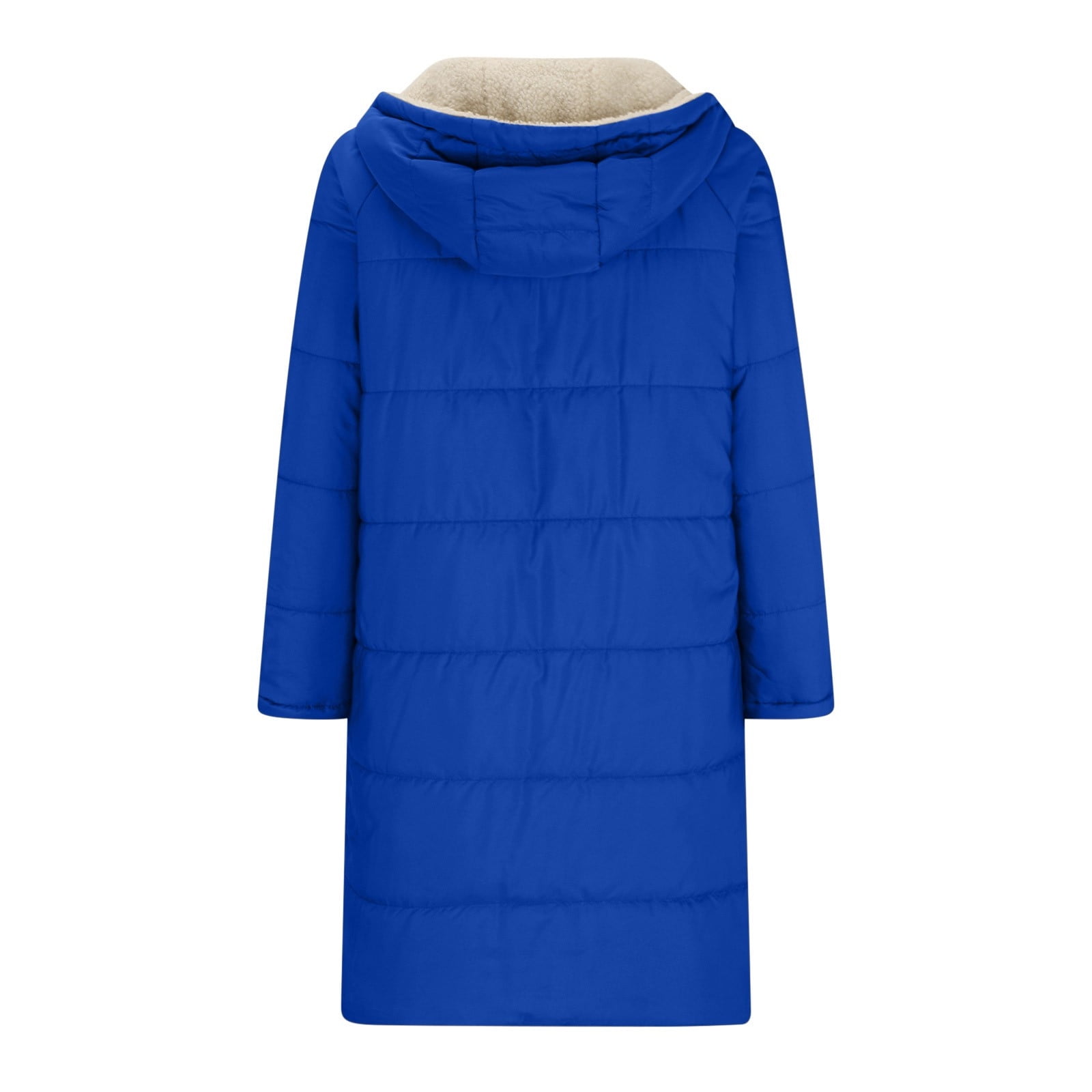 BiZtdJrK Women's Oversized Long Coat Plush Lining Reversible Zipper Puffer Jackets Long Sleeve Hooded Down Outerwear with Pocket 2025 Fall Winter Warm Clothes Blue L