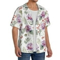 thumbnail image 4 of Vsdgher Orchids Flowers Print Men's Wrinkle Free Untucked Cuban Shirt Business Casual Button Down Shirts Short Sleeve Shirt, 4 of 7