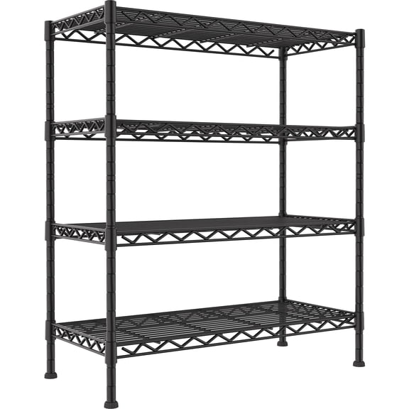 YOHKOH 4-Wire Heavy Duty Shelving Metal Storage Rack, MAX 1600LB, Carbon Steel Adjustable Unit Shelves for Laundry Garage Kitchen (36L x 14W x 53.5H, Black)