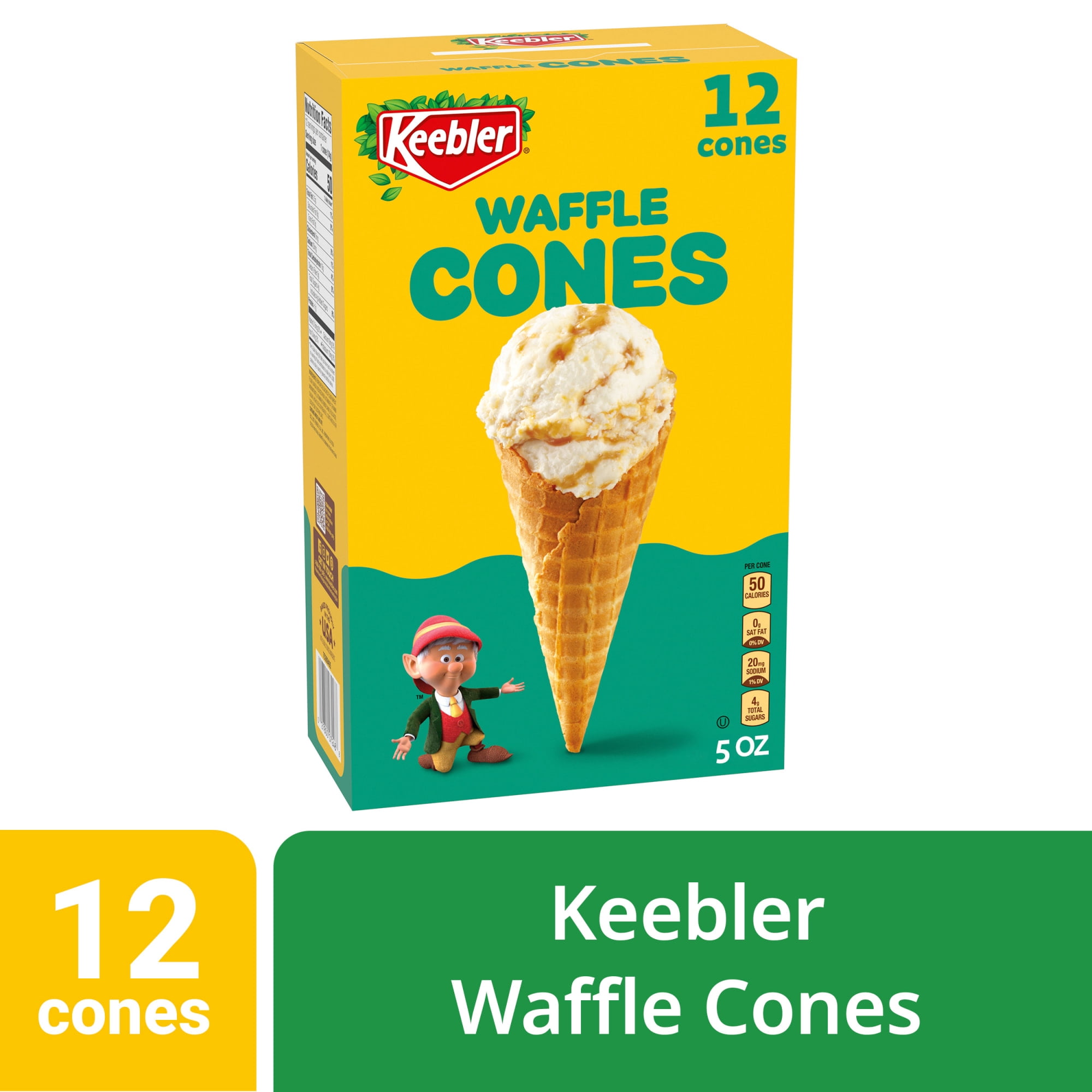 (3 pack) Keebler Waffle Ice Cream Cones, 5 oz, 12 ct