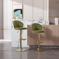 thumbnail image 6 of 25-33 Inch Velvet Bar Stools, Bar Chairs for Counter Height Bar Height with Back & Golden Metal Base, Stools Chair with Footrest for Home Kitchen Island, Pub(Light Green,Set of 4), 6 of 11