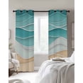 thumbnail image 4 of Turquoise Blackout Curtains for Bedroom Living Room Darkening Curtains 84 Inch Length 2 Panels Set Ocean Wave Stripes Modern Abstract Beach Window Curtain Window Treatment Grommet Drapes 52"x84", 4 of 9