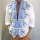 thumbnail image 1 of Camisa de cuello alto para hombre con estampado digital 3D de flores, manga larga, botones, cómoda y suave, para primavera y verano, 1 of 6