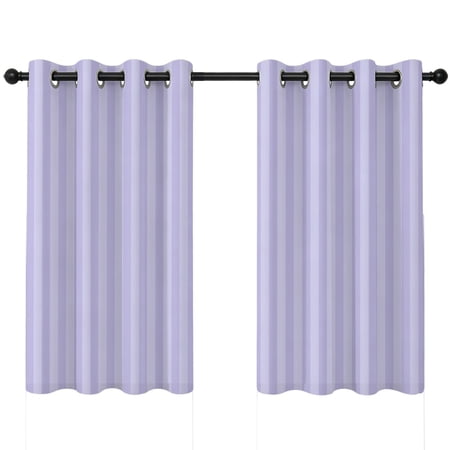 Purple Stripes Blackout Curtains 45 Inches Long Modern Striped Minimalist Abstract Thermal Insulated Room Darkening Drapes with Grommets for Living Room 52 W x 45 L 2 Panels