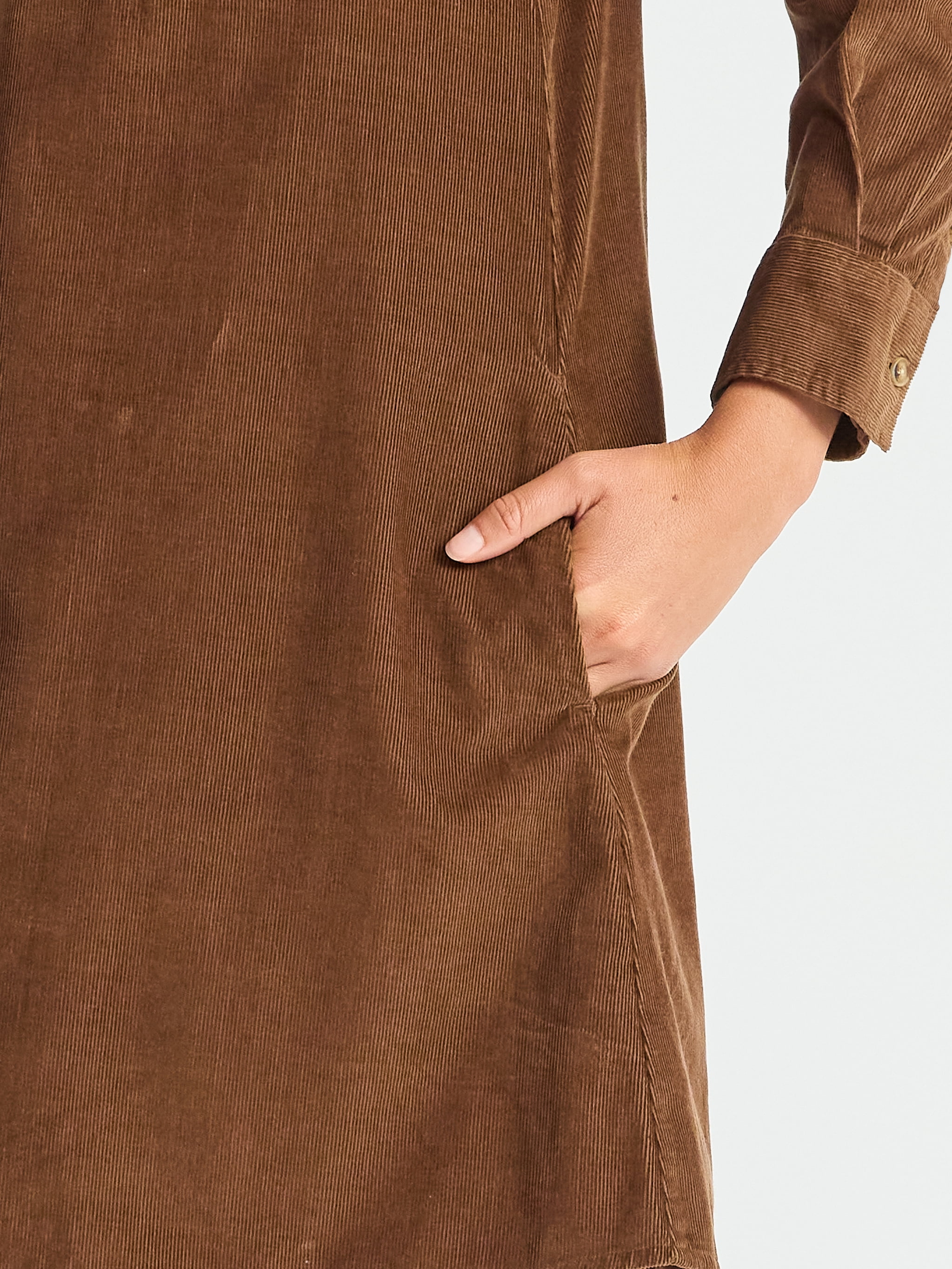 Time and Tru Women's Corduroy Shirtdress with Long Sleeves, Sizes XS – XXXL