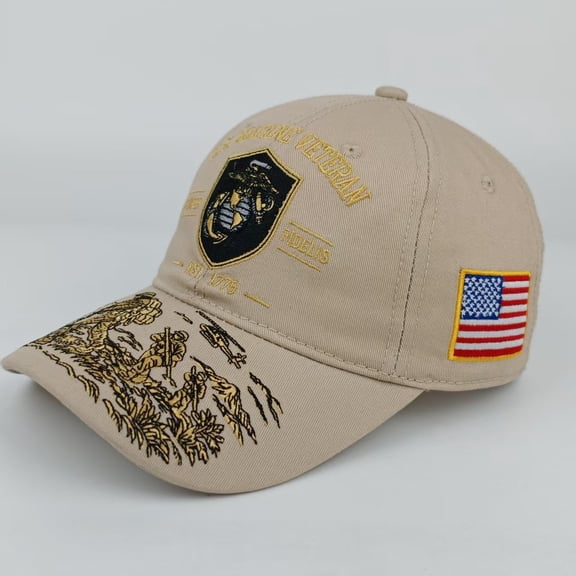U.S. Marine Veteran Baseball Hat,Semper Fidelis EST.1775 Eagle Globe Anchor Embroidered Cap with American Flag Patch,USMC Veteran Gift for Men