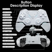Wireles Game Controller for P4/Pro/PC/Slim, Bluetooth Gamepad Remote Joystick with LED Light Turbo/Dual Vibration/6-Axis Motion Sensor, White