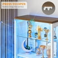 thumbnail image 3 of FREDEES Display Cabinet with Glass Doors,67" Adjustable Display Shelf with 2 Drawers and 4 Tier Curio Cabinet,Tall Bookcase with 3 Color Lights and Human Body Sensor for Toys,Books（White）, 3 of 7