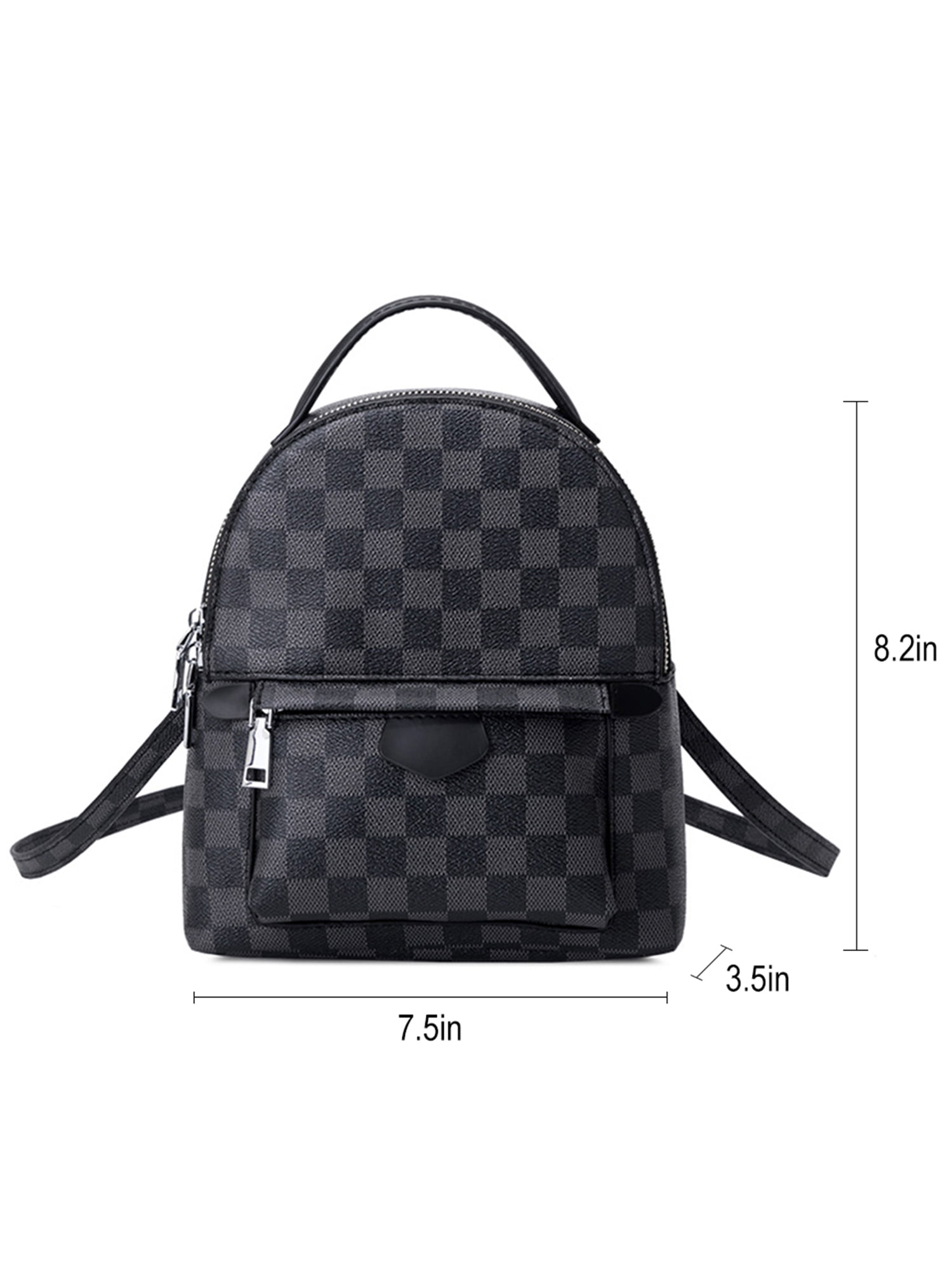 Lumento Womens Black Checkered Backpack With Inner Pouch - PU