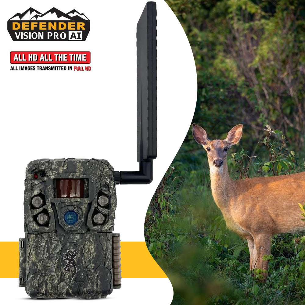 Browning Trail Camera - Defender Wireless Vision Pro HD AI 46MP (6 Pack) Bundle with Rechargeable Battery Pack and Card Reader (7 Items)