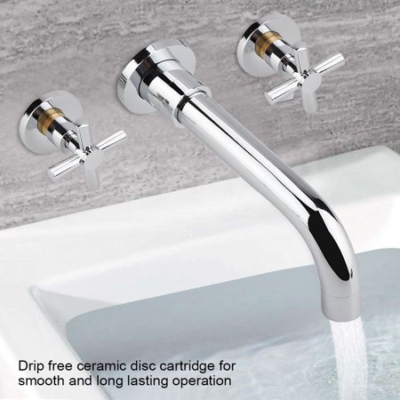 - Knifun Brass Basin Hot and Cold mixing Tap Concealed Bathroom Sink Faucet Mount on Wall, Mount on Wall Sink Faucet, Sink Faucet