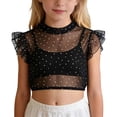 thumbnail image 5 of OOOUM Kids Mesh T-Shirt Crewneck Solid Color Short Sleeve Layering Tees Lightweight Classic Fit Casual Tops Black 3-4 Years, 5 of 6