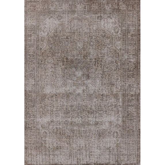 Ahgly Company Indoor Rectangle Mid-Century Modern Puce Purple Oriental Area Rugs, 2' x 4'