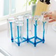 thumbnail image 5 of WSTEER Plastic Cup Holder Folding Pull-out Drain Glass Bottle Cup Holders Cup Storage Rack for 7 Cups (Blue), 5 of 6