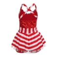 thumbnail image 2 of TiaoBug Kids Girls Candy Cane Striped Christmas Dance Figure Ice Skating Tutu Dress Leotard Red 8, 2 of 7