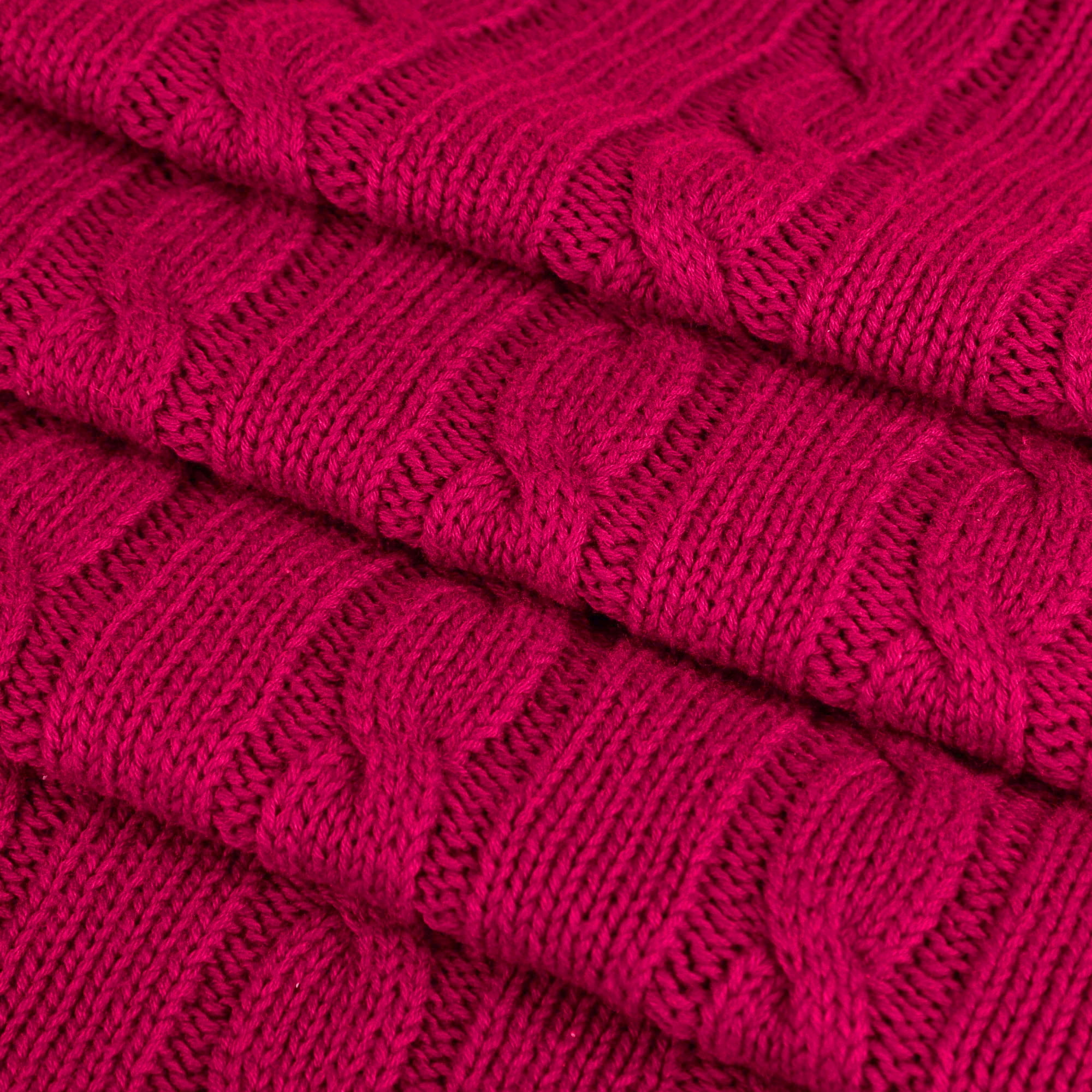 Unique Bargains Soft 100% Cotton Cable Knitted Throw Blanket For Couch Cardinal 50" x 60"