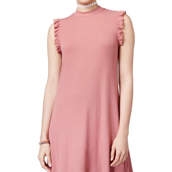 One Clothing Womens Ribbed Shift Dress, Pink, Juniors, Large