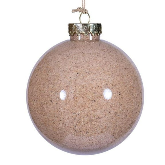 Vickerman RV231743 4 in. Ball Ornament, Beige - 3 Per Bag