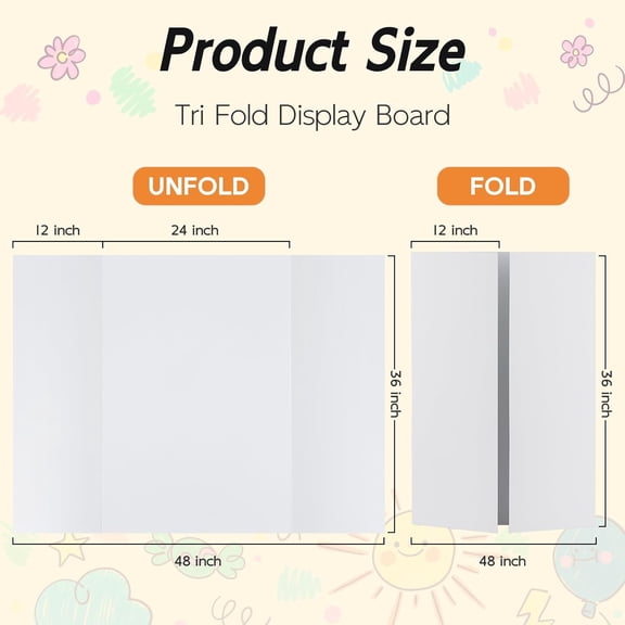 4 Pack Trifold Poster Board, 36x48 Inches White Presentation Board, Portable Display Board for Science Fair, School  Project and Business Exhibitions