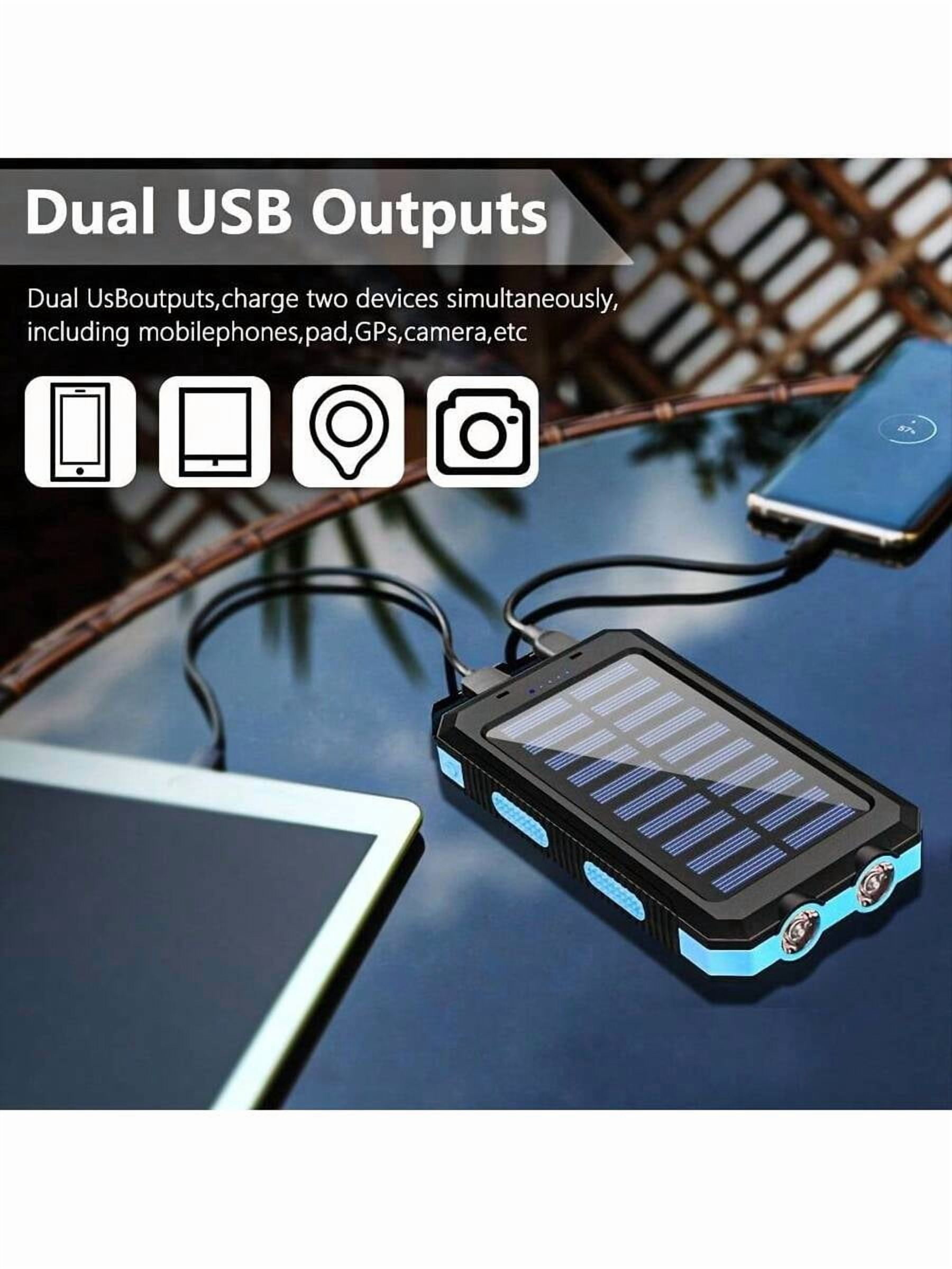 10000mAh Solar Charger Power Bank - Portable Solar Panel Charger with QC3.0 Dual USB - For Phones & Devices, Travel/Camping - LED Flashlight, Great Festival Gift