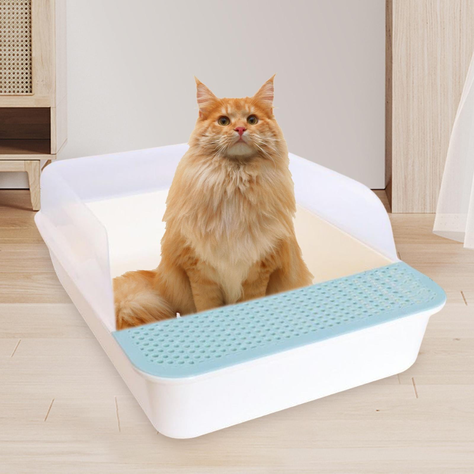 Bvdfgk Open Top Cat Litter Tray Sandbox Semi Enclosed Kitty Litter Box Cat Toilet for Blue Large