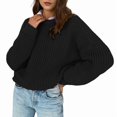 thumbnail image 2 of Womens Sweaters Fall Oversized Chunky Knitted Pullover Sweater Casual Long Sleeve Crewneck Cute Sweaters Black XL, 2 of 8