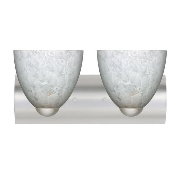 2WZ-757219-SN Besa Lighting Sasha II-Two Light Bath Vanity-14.5 Inches Wide by 7.13 Inches High-Satin Nickel Finish-Carrera Glass Color-Incandescent