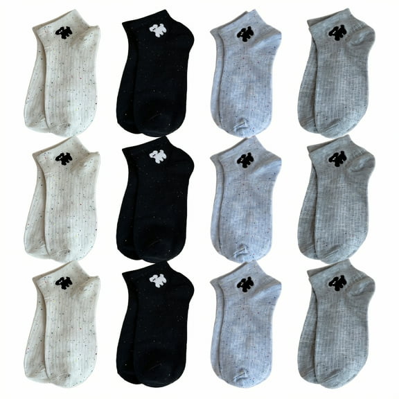 TELOLY 12Pairs Ankle Socks for Women,Cotton Women'S Socks Size 9-11,Women'S Ankle Socks