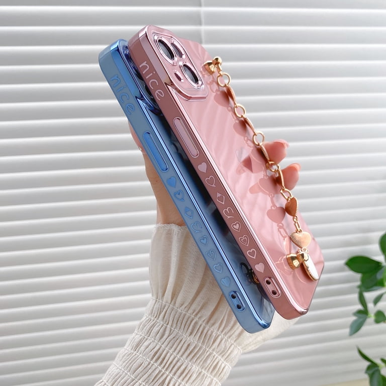 Custodia IPhone 13 Pro Max Con Collana Cordino A Cuore - Cover In Silicone TPU Rosa, Ultra Sottile Con Cinturino Regolabile 1,5 Metri, Design Love - 2