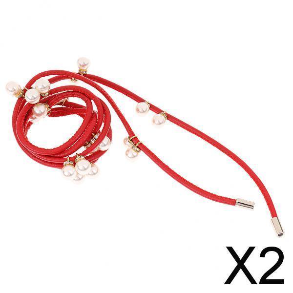 Cinturón de Cintura con Adorno de Perlas Yinane Cinturón Fino Color Rojo 2 piezas