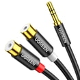 thumbnail image 1 of Cable RCA a auxiliar UGREEN de 3,5 mm macho a 2 RCA hembra, 20 cm, gris, 1 of 8