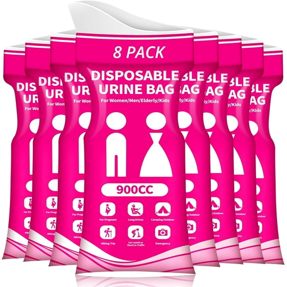 Disposable Urine Bag for Travel - 900ML Portable Pee Bags for Women Men 8/12/20/24/28 PCS Emergency Vomit Bags Urinal Toilet for Car Camping, Road Trip,Traffic Jam, Pregnant, Kid, Patient