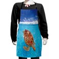 thumbnail image 1 of Turtle Kids Apron, Sea Turtle Chelonia Mydas on Water Surface Caribbean Beach Tropics, Boys Girls Apron Bib with Adjustable Ties for Cooking Baking Painting, Violet Blue Pale Brown, by Ambesonne, 1 of 2