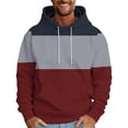 thumbnail image 2 of UVEASISHA Mens Colorblock Pullover Fashion Drawstring Hooded Sweatshirt Fall Casual Drop Shoulder Hoodies with Pocket Fall Savings Red M, 2 of 5